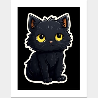 Cute Black Cat - Black Cats Halloween Posters and Art